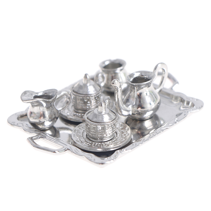 Coffee Tea Games - Miniature Silver Metal Tea and Coffee