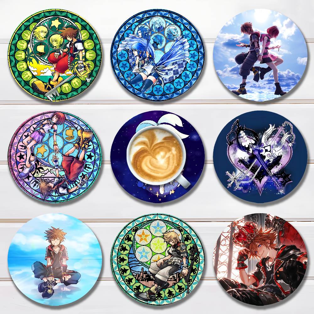 Coffee Tea Games - Sous-verres ronds en bois K-Kingdom H-Hearts