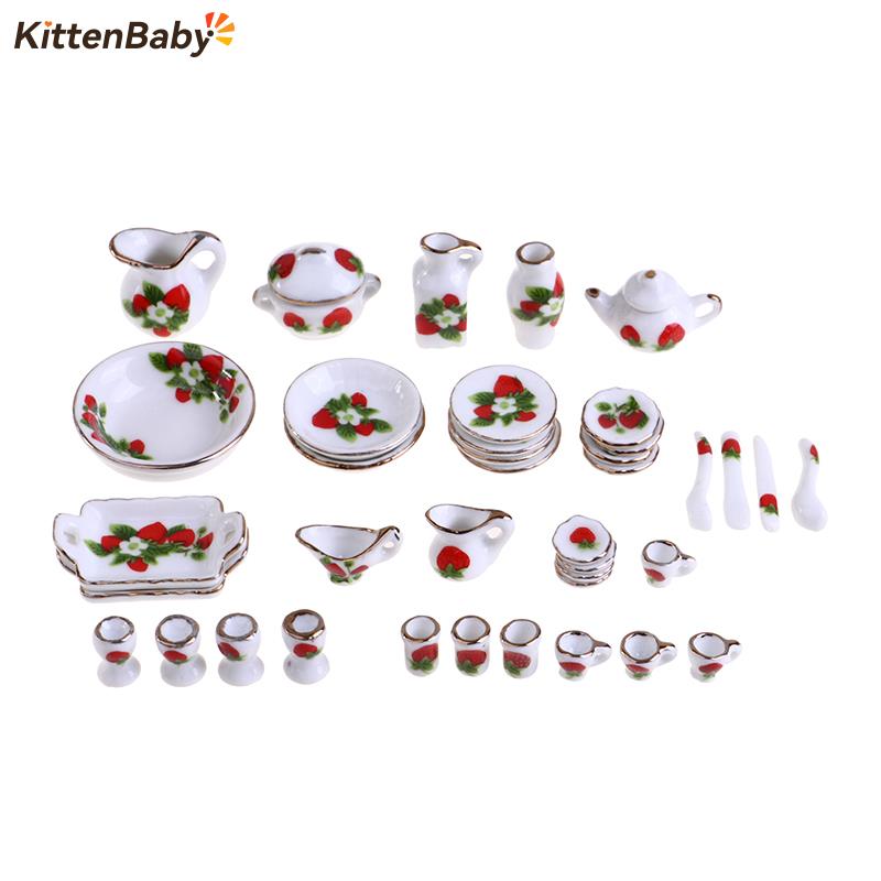 Coffee Tea Games - Miniature Butter House Flower Patten, porcelaine,