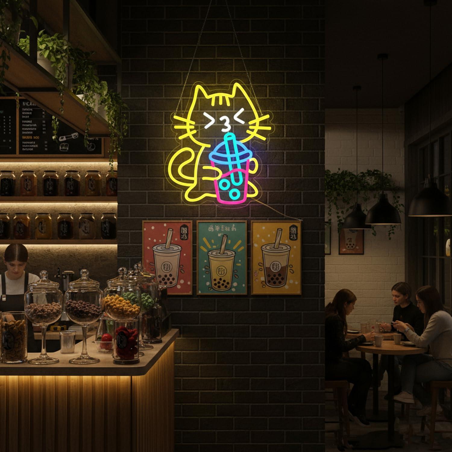 Enseigne néon Chat Boba Tea, L - Coffee Tea Boba avis et prix