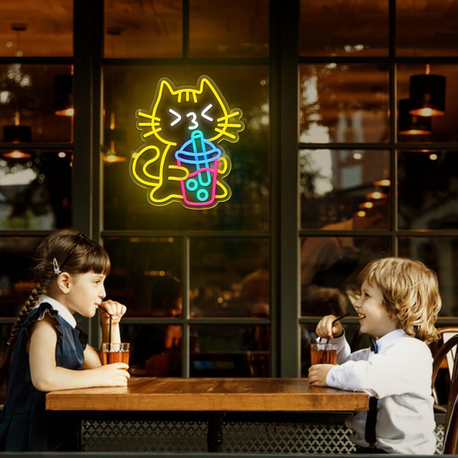 Enseigne néon Chat Boba Tea, L - Coffee Tea Boba avis et prix